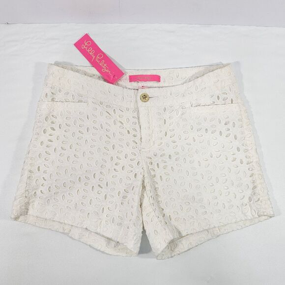Lilly Pulitzer Kelly Short Oval Flower Petal Eyelet Resort White Size 0 NWT - Picture 1 of 5